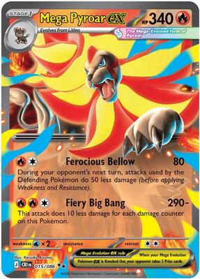 Mega Pyroar ex - 015/086 card from ME04: Chaos Rising