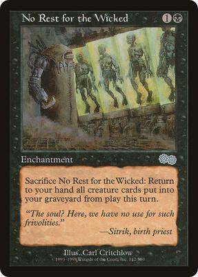 No Rest for the Wicked card from Urza's Saga
