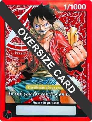 Monkey.D.Luffy (Certificate of our crew) (Oversized) card from One Piece Promotion Cards
