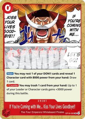 If You're Coming with Me...Kiss Your Lives Goodbye!! card from The Time of Battle