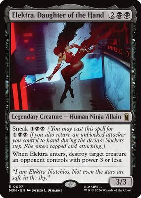 Elektra, Daughter of the Hand card from Marvel Super Heroes