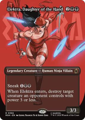 Elektra, Daughter of the Hand (Borderless) (0366) card from Marvel Super Heroes