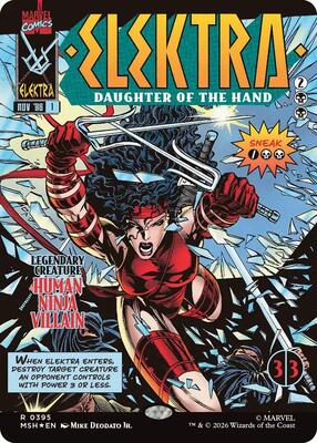 Elektra, Daughter of the Hand (Borderless) (0395) card from Marvel Super Heroes