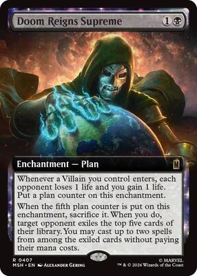 Doom Reigns Supreme (Extended Art) card from Marvel Super Heroes
