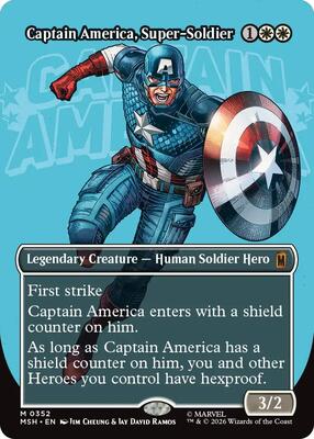 Captain America, Super-Soldier (Borderless) (0352) card from Marvel Super Heroes
