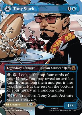 Tony Stark (Borderless) (0350) card from Marvel Super Heroes