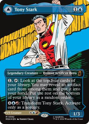 Tony Stark (Borderless) (0392) card from Marvel Super Heroes