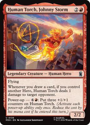 Human Torch, Johnny Storm card from Marvel Super Heroes