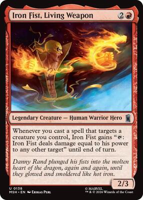 Iron Fist, Living Weapon card from Marvel Super Heroes