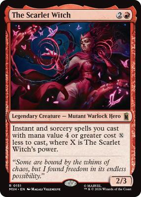 The Scarlet Witch card from Marvel Super Heroes