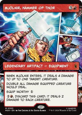 Mjolnir, Hammer of Thor (Borderless) (0303) card from Marvel Super Heroes