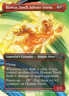 Human Torch, Johnny Storm (Borderless) card from Marvel Super Heroes