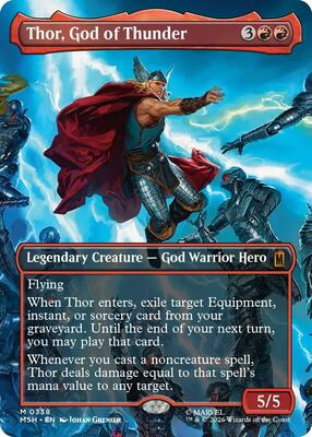 Thor, God of Thunder (Borderless) (0338) card from Marvel Super Heroes
