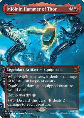 Mjolnir, Hammer of Thor (Borderless) (0339) card from Marvel Super Heroes