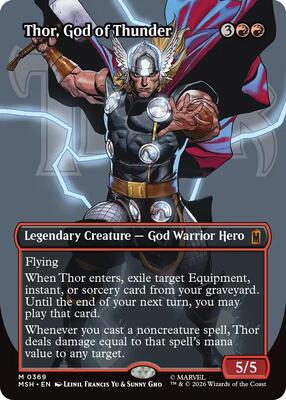 Thor, God of Thunder (Borderless) (0369) card from Marvel Super Heroes
