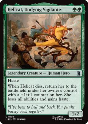 Hellcat, Undying Vigilante card from Marvel Super Heroes