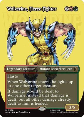 Wolverine, Fierce Fighter (Borderless) card from Marvel Super Heroes