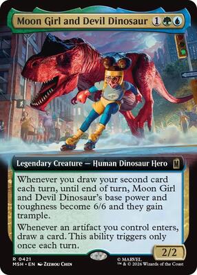 Moon Girl and Devil Dinosaur (Extended Art) card from Marvel Super Heroes