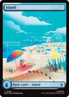 Island (0436) (Surge Foil) card from Marvel Super Heroes
