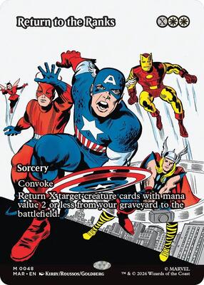 Return to the Ranks (Borderless) card from Marvel Universe Eternal-Legal