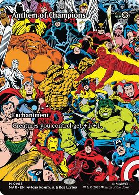 Anthem of Champions (Borderless) card from Marvel Universe Eternal-Legal