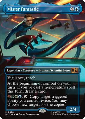 Mister Fantastic (Borderless) (Surge Foil) card from Commander: Marvel Super Heroes