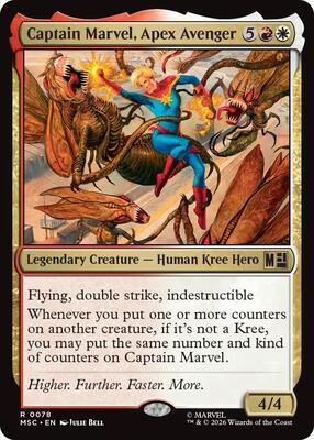 Captain Marvel, Apex Avenger (Surge Foil) card from Commander: Marvel Super Heroes