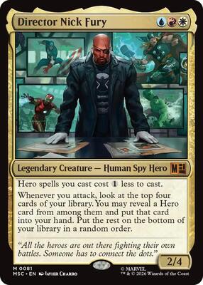 Director Nick Fury (Surge Foil) card from Commander: Marvel Super Heroes