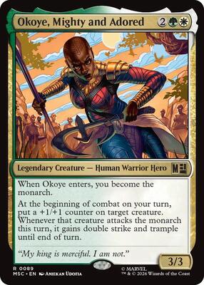 Okoye, Mighty and Adored (Surge Foil) card from Commander: Marvel Super Heroes