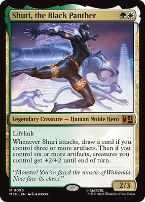 Shuri, the Black Panther (Surge Foil) card from Commander: Marvel Super Heroes