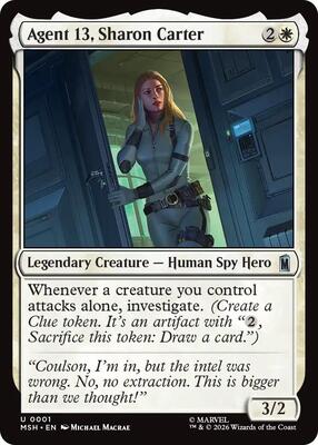 Agent 13, Sharon Carter card from Marvel Super Heroes
