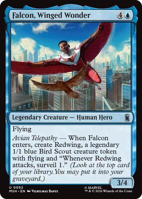 Falcon, Winged Wonder card from Marvel Super Heroes