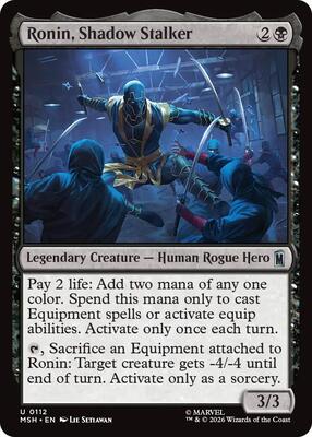 Ronin, Shadow Stalker card from Marvel Super Heroes