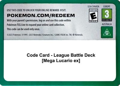 Code Card - League Battle Deck [Mega Lucario ex] card from Miscellaneous Cards & Products