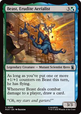 Beast, Erudite Aerialist card from Marvel Super Heroes
