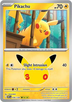 Pikachu - 036/128 card from ME: 30th Celebration