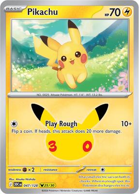 Pikachu - 047/128 card from ME: 30th Celebration