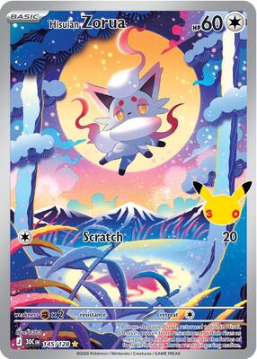 Hisuian Zorua - 145/128 card from ME: 30th Celebration