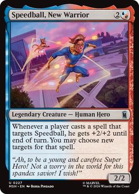 Speedball, New Warrior card from Marvel Super Heroes