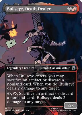 Bullseye, Death Dealer (Borderless) card from Marvel Super Heroes
