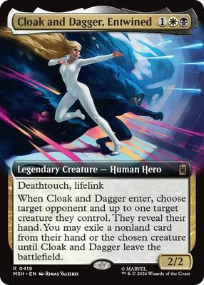 Cloak and Dagger, Entwined (Extended Art) card from Marvel Super Heroes