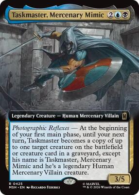 Taskmaster, Mercenary Mimic (Extended Art) card from Marvel Super Heroes