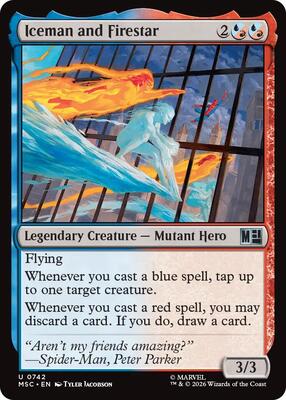 Iceman and Firestar card from Commander: Marvel Super Heroes