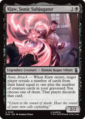 Klaw, Sonic Subjugator card from Marvel Super Heroes