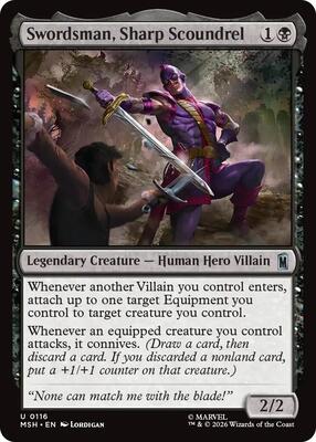 Swordsman, Sharp Scoundrel card from Marvel Super Heroes