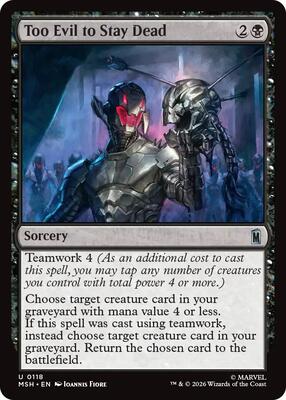 Too Evil to Stay Dead card from Marvel Super Heroes