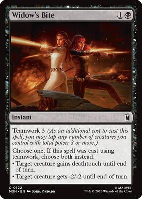 Widow's Bite card from Marvel Super Heroes
