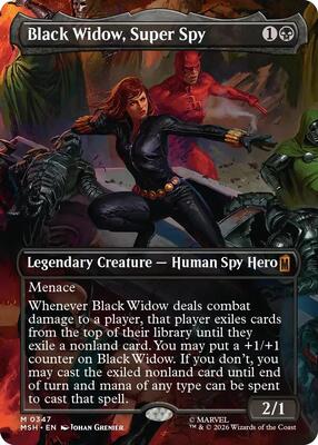 Black Widow, Super Spy (Borderless) (0347) card from Marvel Super Heroes