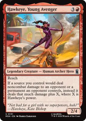 Hawkeye, Young Avenger card from Marvel Super Heroes