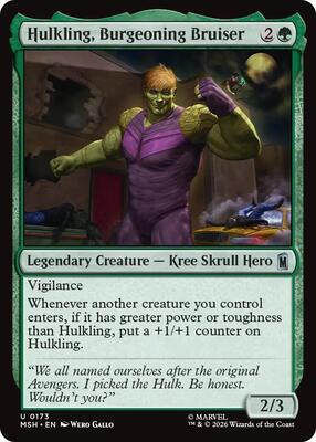 Hulkling, Burgeoning Bruiser card from Marvel Super Heroes
